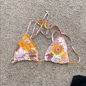 Floral Triangle Bikini Top - Pink & Yellow